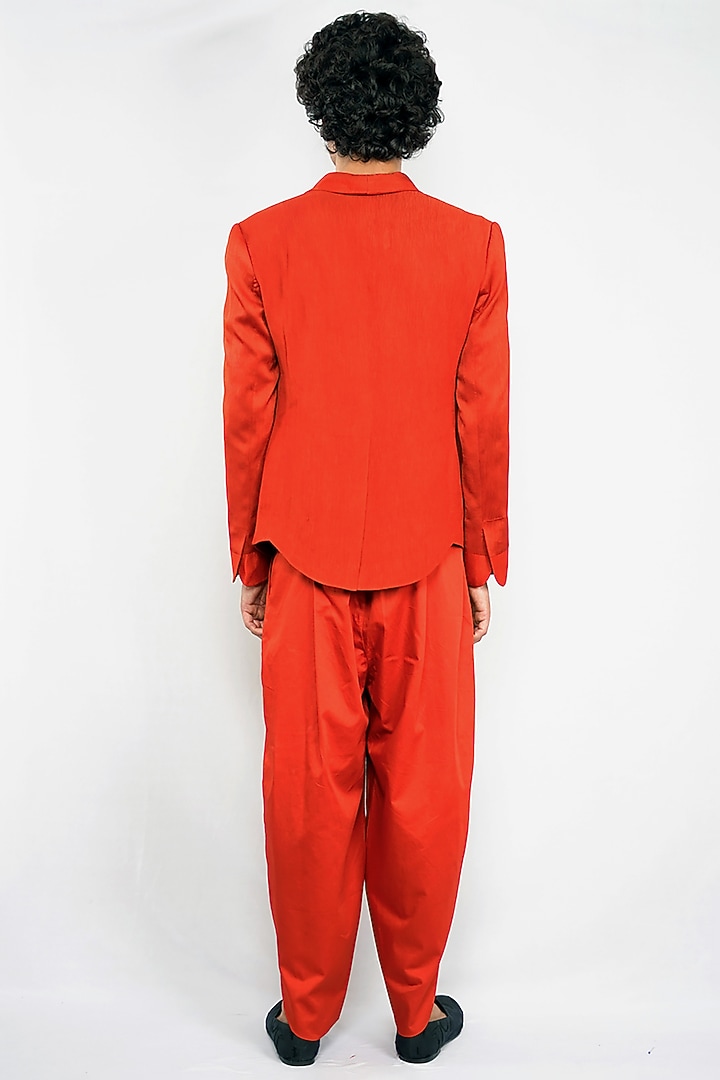 Burnt Orange Cotton Silk Jacket by Antar Agni Men at Pernia's Pop Up Shop