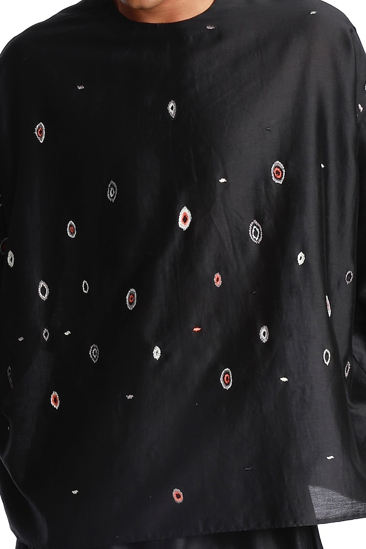 Black Cotton Silk Wedding Shirt by Antar Agni Men at Pernia's Pop Up Shop