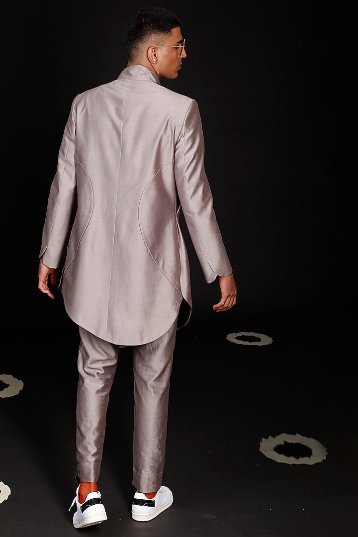 Smoke Grey Cotton Silk Trousers by Antar Agni Men at Pernia's Pop Up Shop