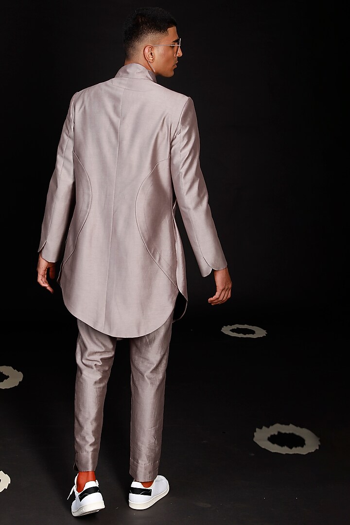 Smoke Grey Cotton Silk Jacket by Antar Agni Men at Pernia's Pop Up Shop