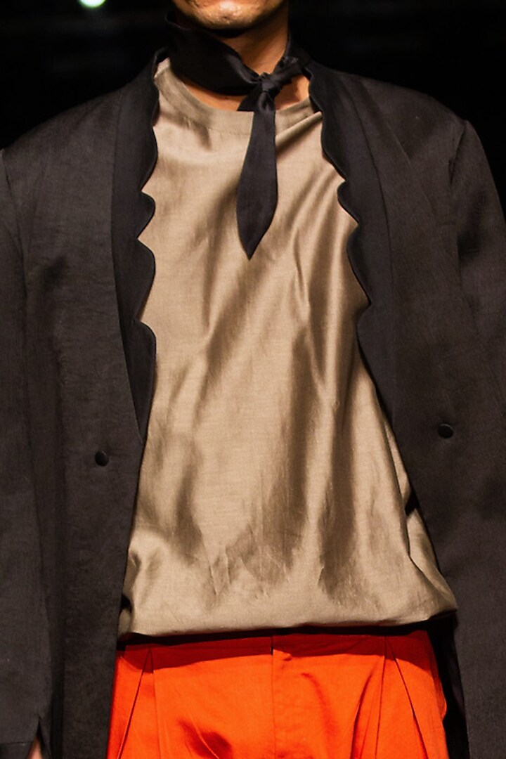 Black Cotton Silk Wing Overlay Jacket by Antar Agni Men at Pernia's Pop Up Shop