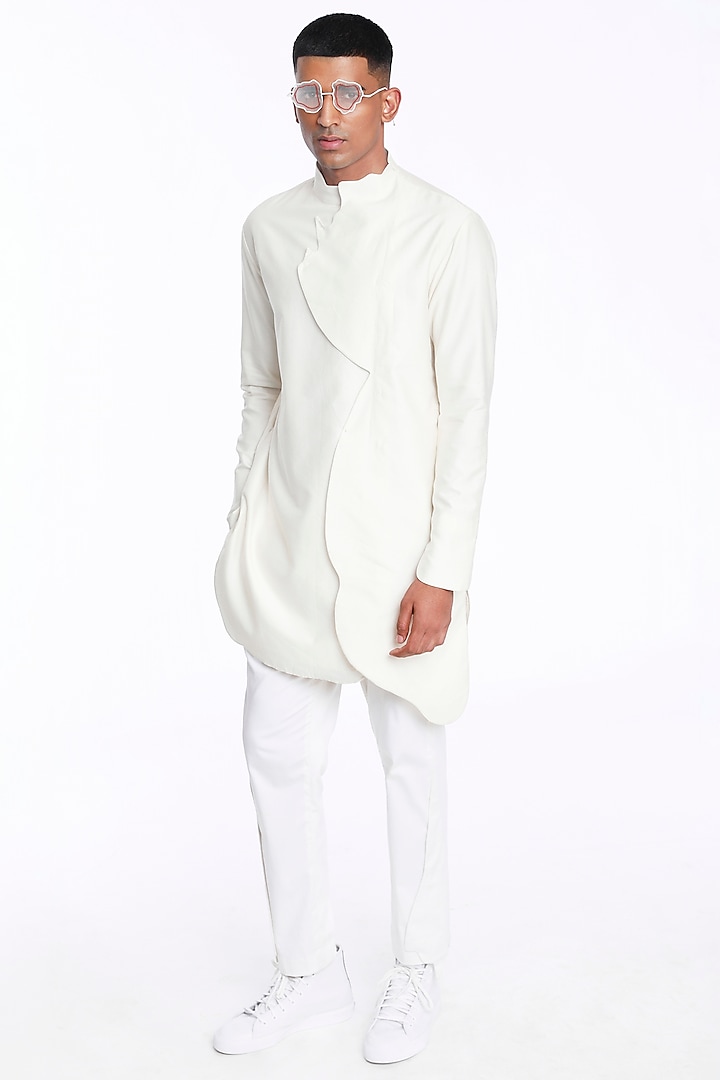 Ivory Cotton Silk Kurta by Antar Agni Men