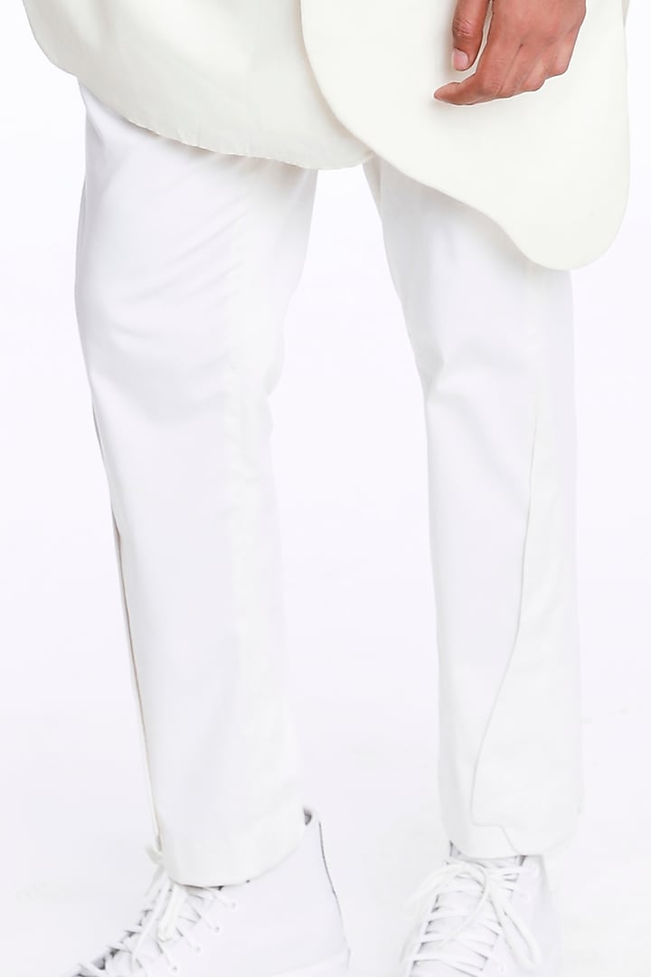 Ivory Cotton Silk Trousers by Antar Agni Men at Pernia's Pop Up Shop