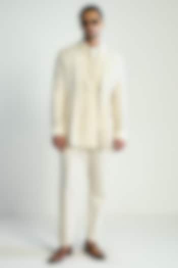 Ivory Silk Blend Jacket by Antar Agni Men at Pernia's Pop Up Shop