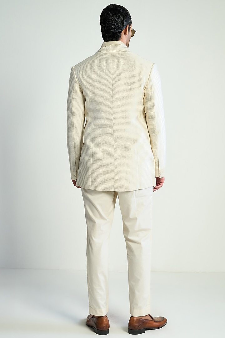 Ivory Silk Blend Jacket by Antar Agni Men at Pernia's Pop Up Shop