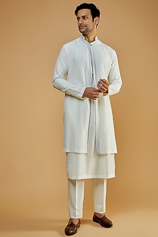 Ivory Cotton Silk Kurta by Antar Agni Men