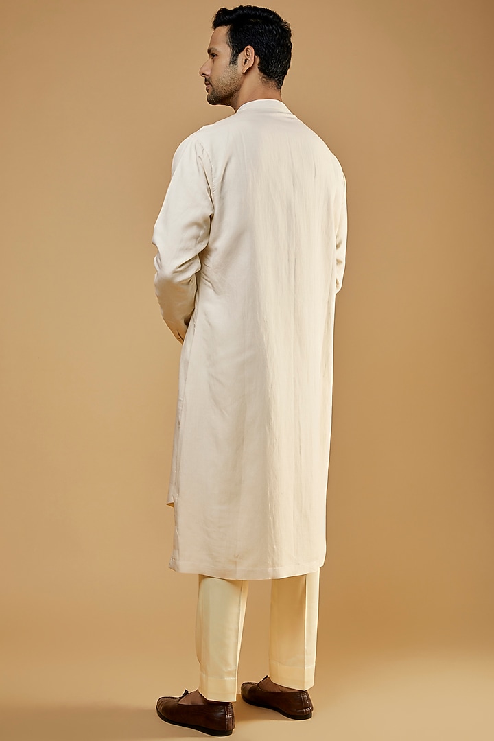 Ivory Linen Blend Kurta by Antar Agni Men at Pernia's Pop Up Shop