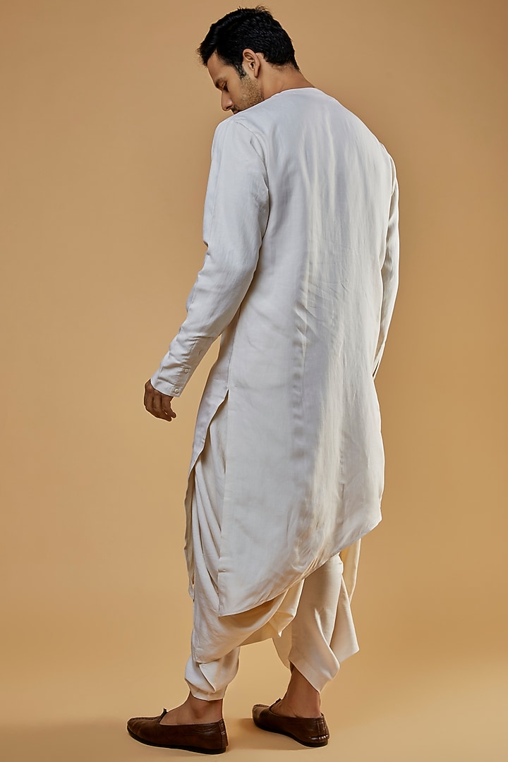 Ivory Linen Blend Kurta by Antar Agni Men at Pernia's Pop Up Shop