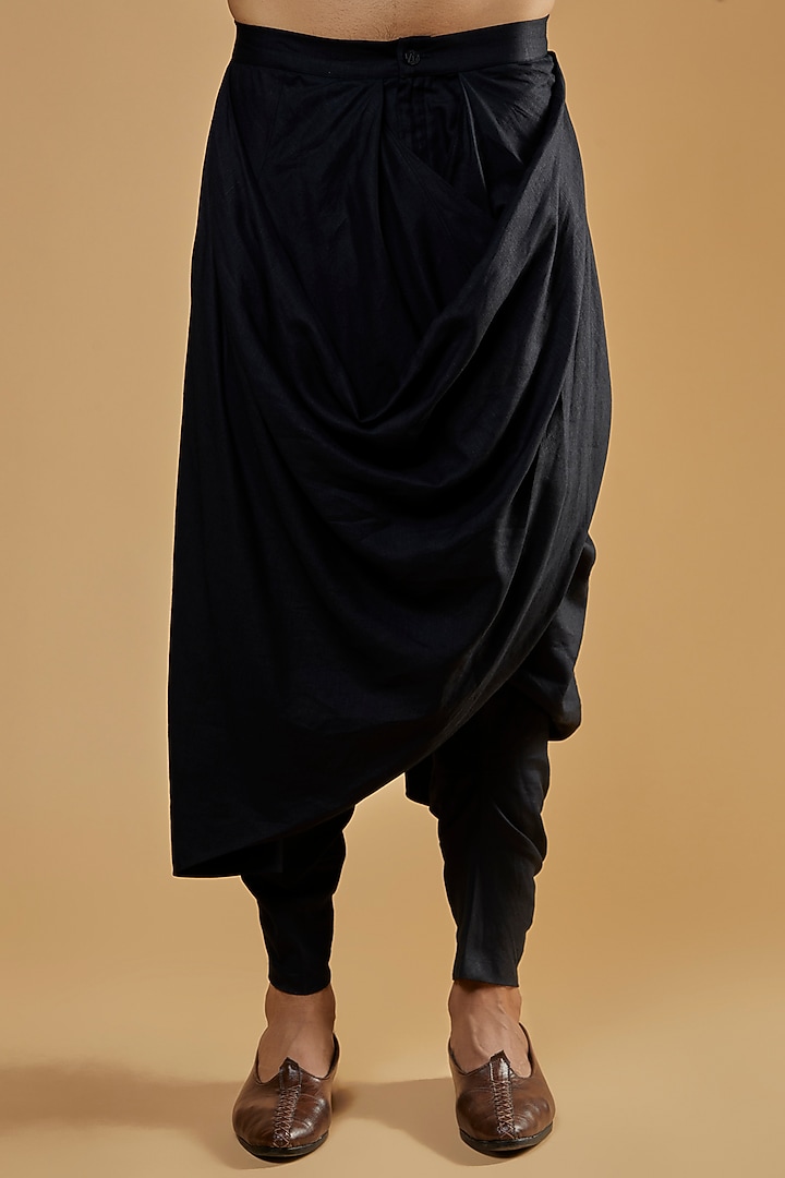 Black Linen Blend Salwar Pants by Antar Agni Men at Pernia's Pop Up Shop