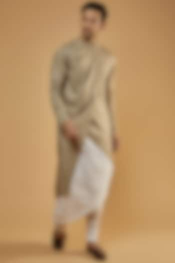 Stone Grey Linen Blend Kurta by Antar Agni Men