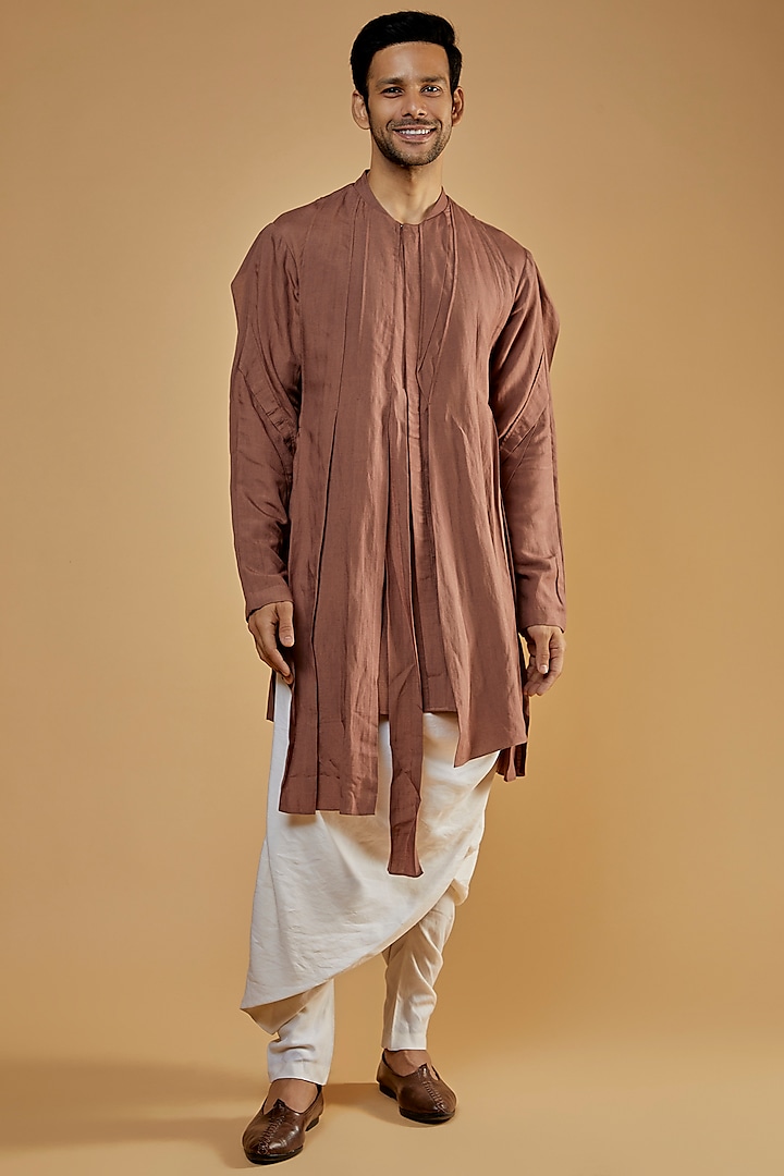 Ivory Linen Blend Salwar Pants by Antar Agni Men