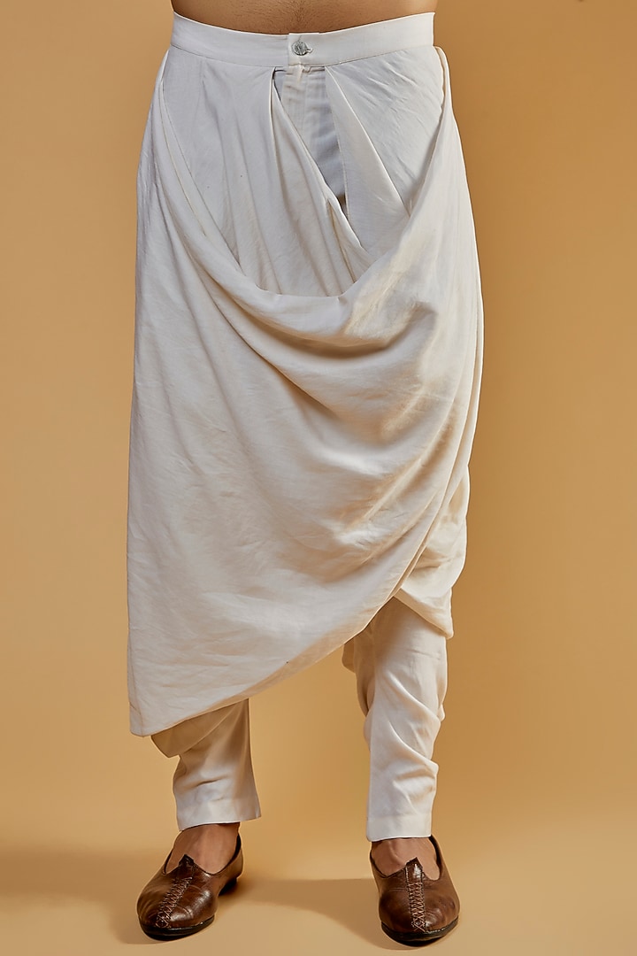 Ivory Linen Blend Salwar Pants by Antar Agni Men at Pernia's Pop Up Shop