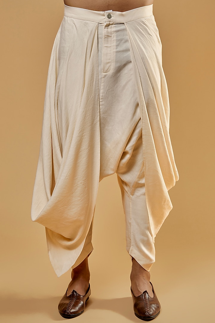 Ivory Linen Blend Dhoti Salwar Pants by Antar Agni Men