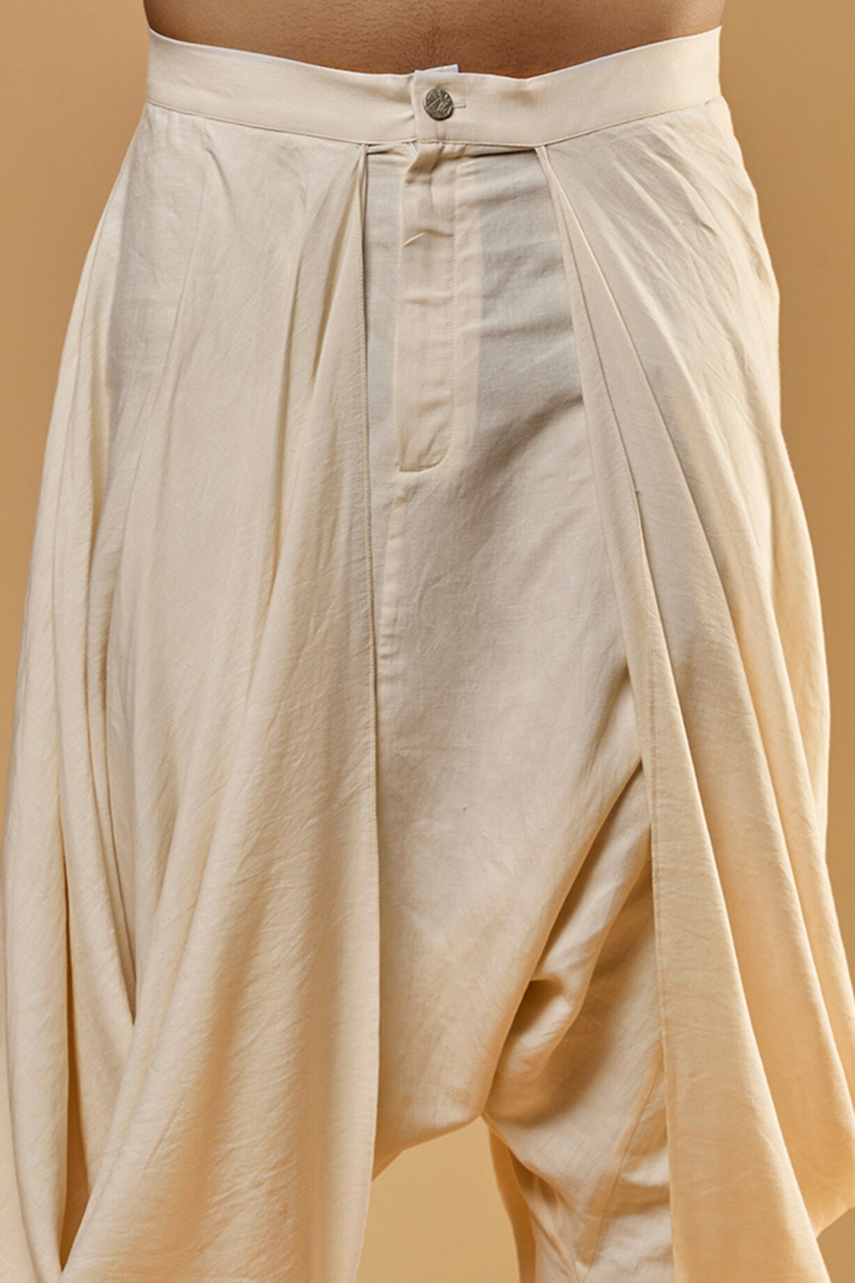 Ivory Linen Blend Dhoti Salwar Pants by Antar Agni Men