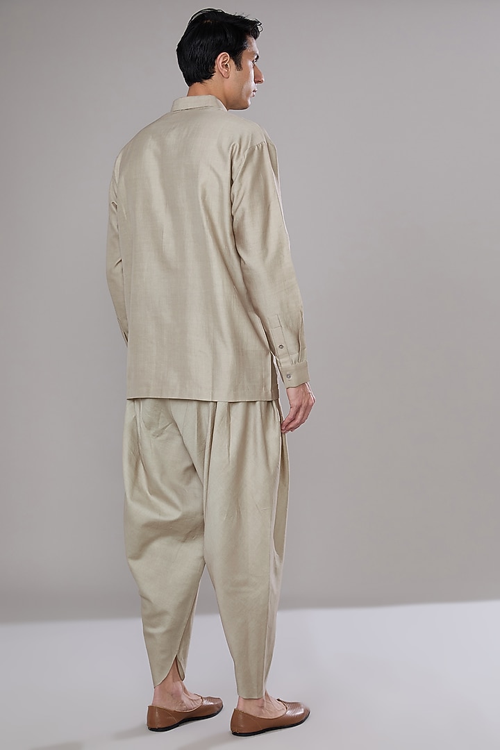 Hemp Cotton Satin Short Kurta by Antar Agni Men at Pernia's Pop Up Shop