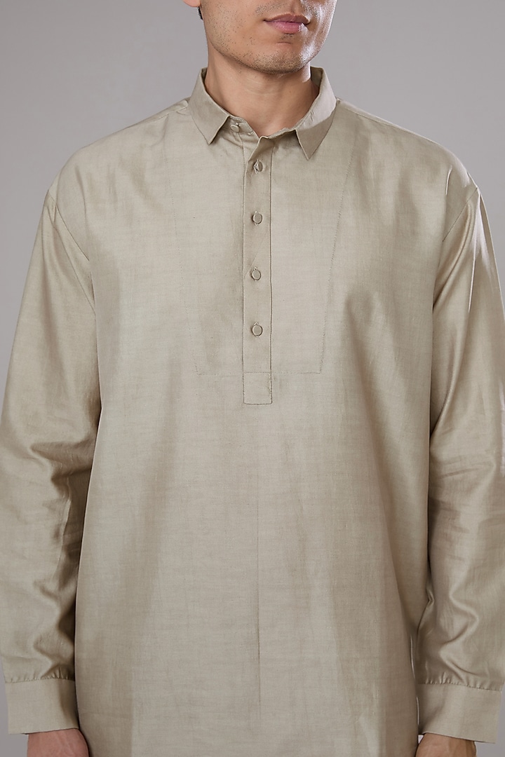 Hemp Cotton Satin Short Kurta by Antar Agni Men at Pernia's Pop Up Shop