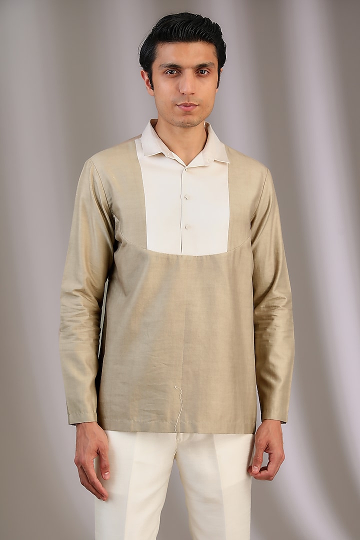 Hemp & Ivory Cotton Silk Shirt by Antar Agni Men