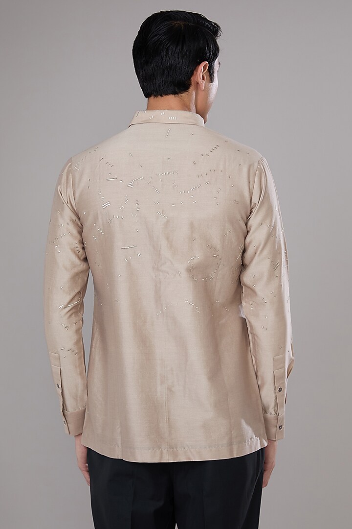 Hemp Cotton Silk Emboidered Short Kurta by Antar Agni Men at Pernia's Pop Up Shop