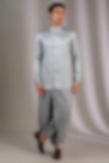 Light Blue Cotton Satin Pants by Antar Agni Men