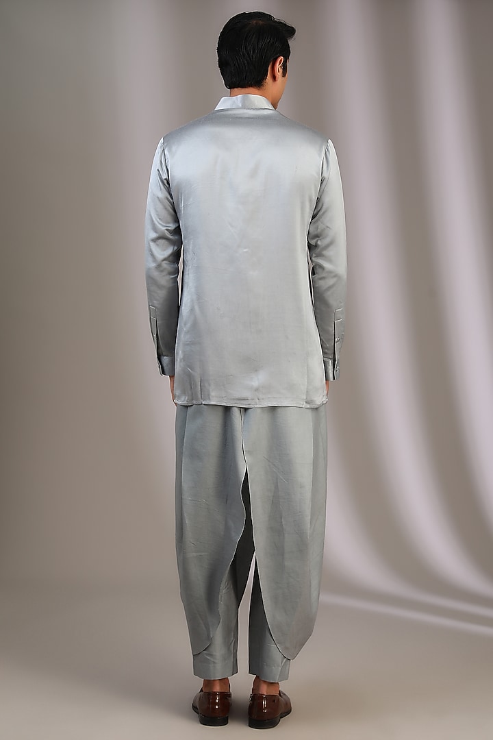 Light Blue Cotton Satin Pants by Antar Agni Men at Pernia's Pop Up Shop