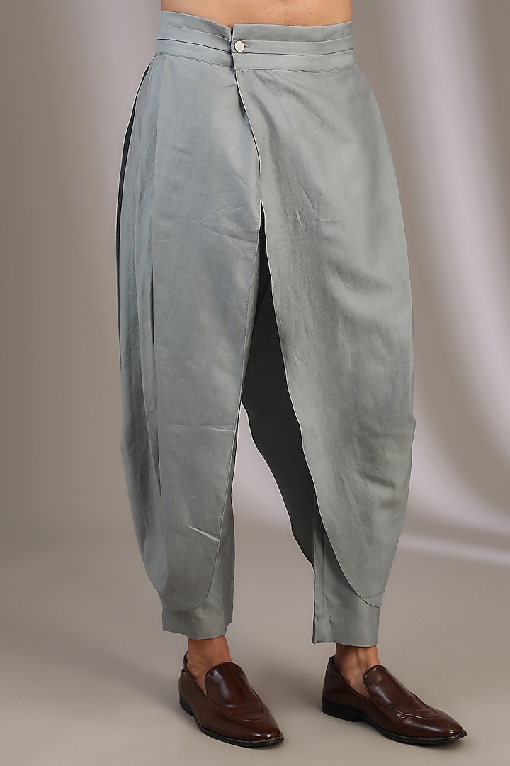 Light Blue Cotton Satin Pants by Antar Agni Men at Pernia's Pop Up Shop