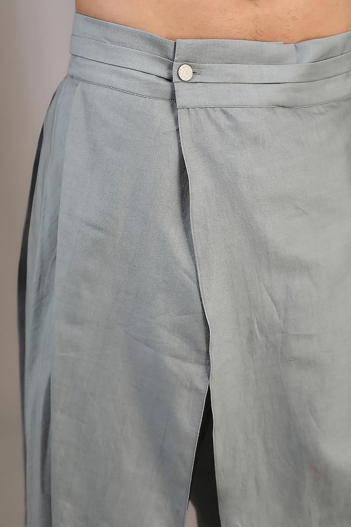 Light Blue Cotton Satin Pants by Antar Agni Men at Pernia's Pop Up Shop