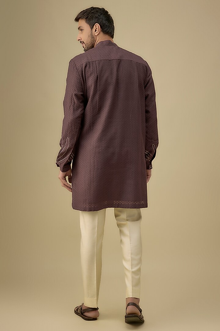 Burgundy Cotton Silk Kurta by Antar Agni Men at Pernia's Pop Up Shop