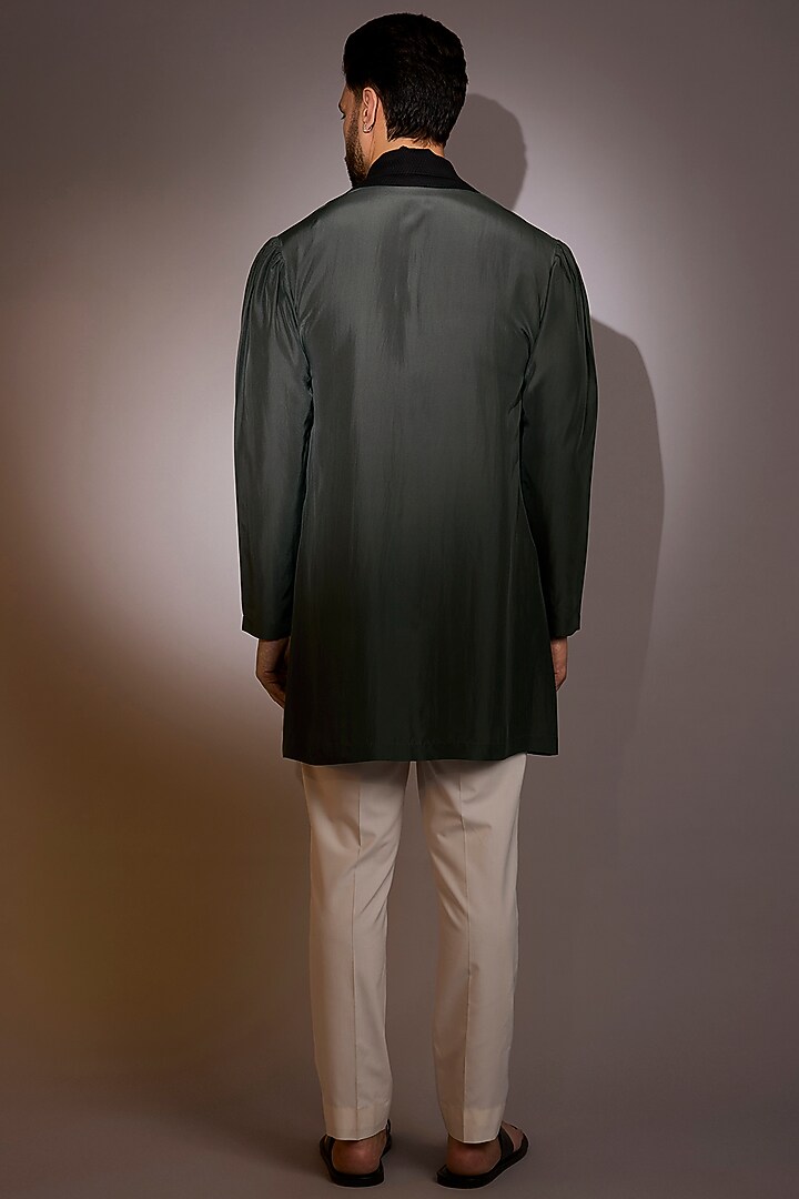 Grey Silk Blend Jacket Style Kurta by Antar Agni Men at Pernia's Pop Up Shop