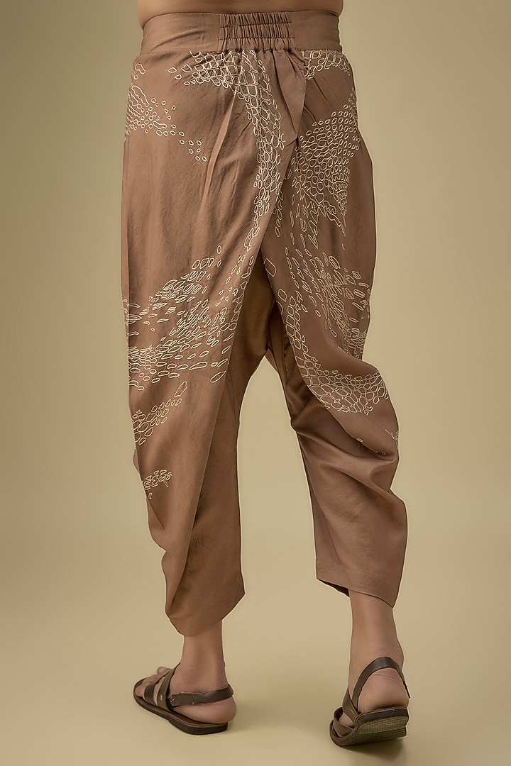 Caramel Cotton Silk Blend Pleated Pants by Antar Agni Men at Pernia's Pop Up Shop