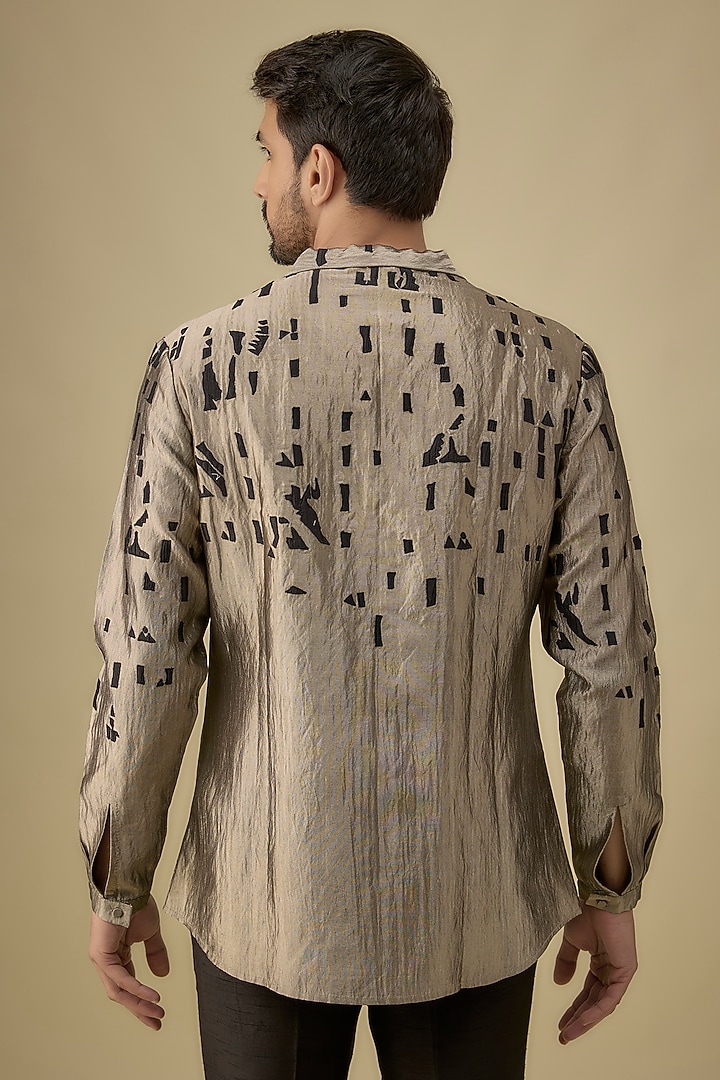 Gold Silk Embroidered Wedding Shirt by Antar Agni Men at Pernia's Pop Up Shop