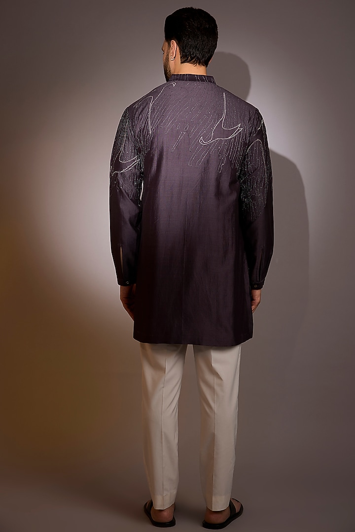 Purple Cotton Silk Kurta by Antar Agni Men at Pernia's Pop Up Shop