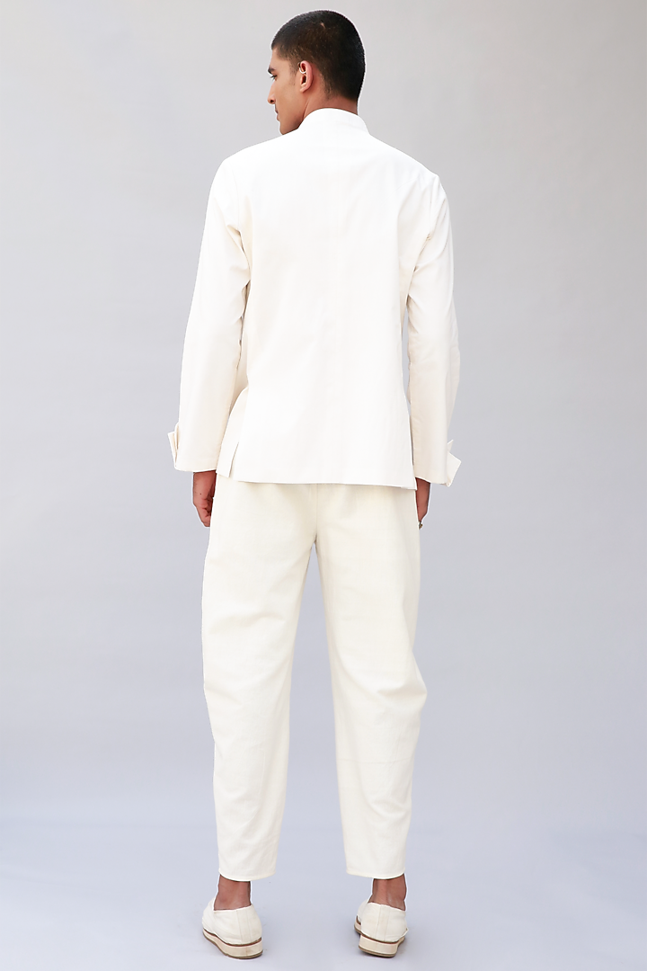 Ivory Cotton Lego Jacket by Antar Agni Men at Pernia's Pop Up Shop