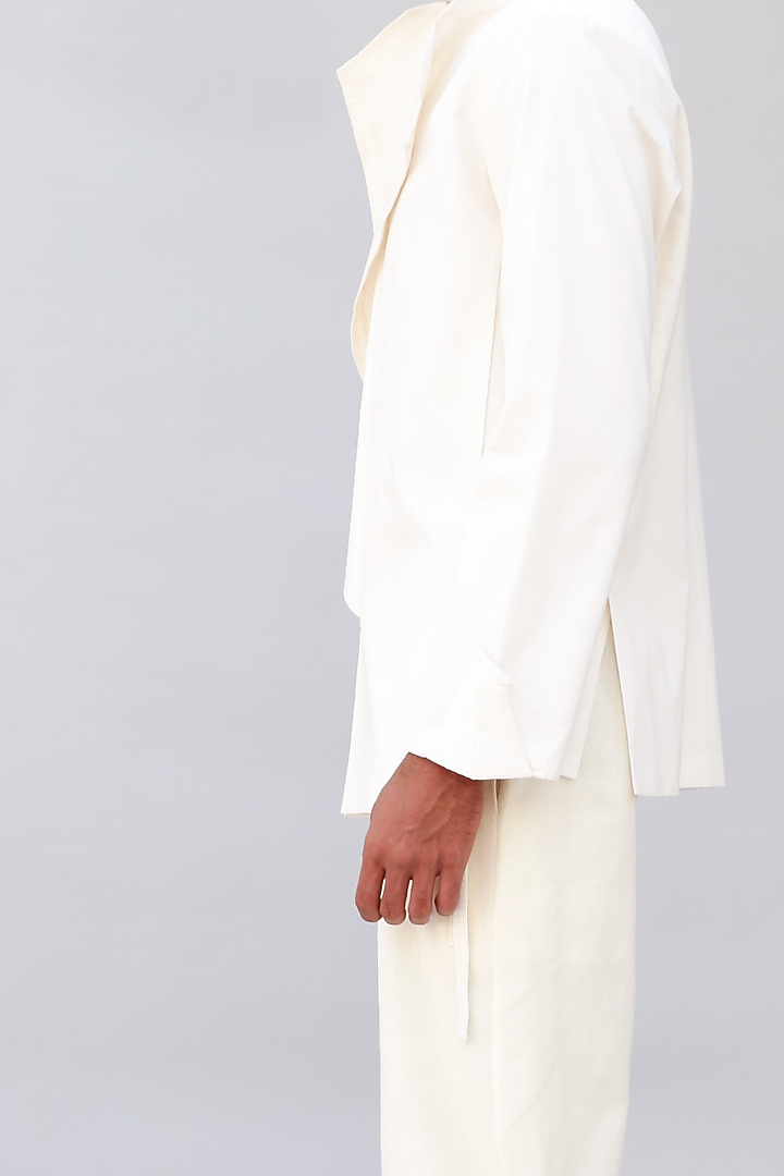 Ivory Cotton Lego Jacket by Antar Agni Men at Pernia's Pop Up Shop