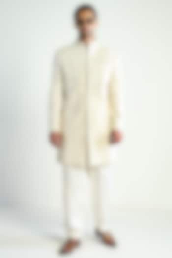 Ivory Cotton Satin Trousers by Antar Agni Men at Pernia's Pop Up Shop