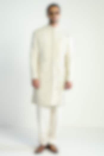 Ivory Silk Blend Embellished Kurta by Antar Agni Men at Pernia's Pop Up Shop