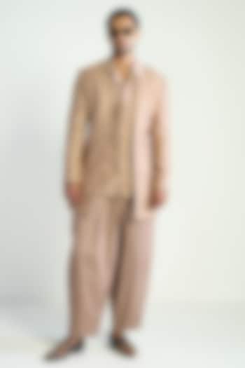 Rose Taupe Silk Blend Embroidered Jacket by Antar Agni Men at Pernia's Pop Up Shop