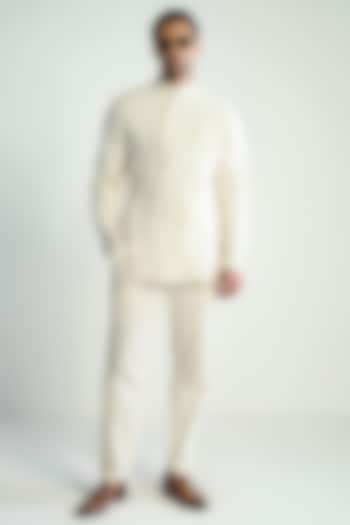 Ivory Silk Blend Jacket by Antar Agni Men at Pernia's Pop Up Shop