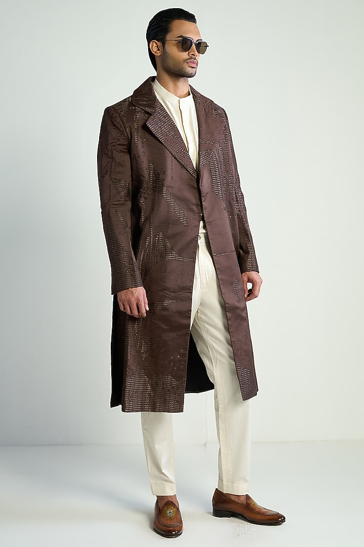 Ivory Cotton Silk Party Wear Shirt by Antar Agni Men at Pernia's Pop Up Shop