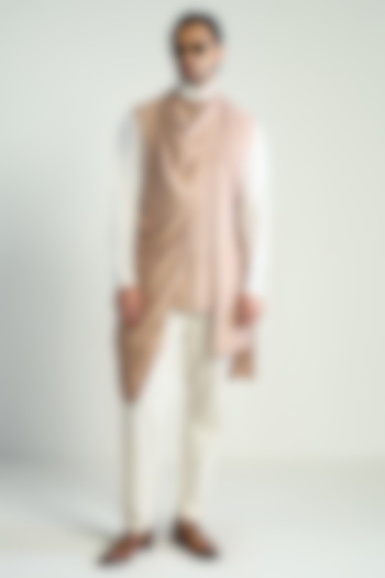 Rose Taupe Silk Blend Waistcoat by Antar Agni Men at Pernia's Pop Up Shop