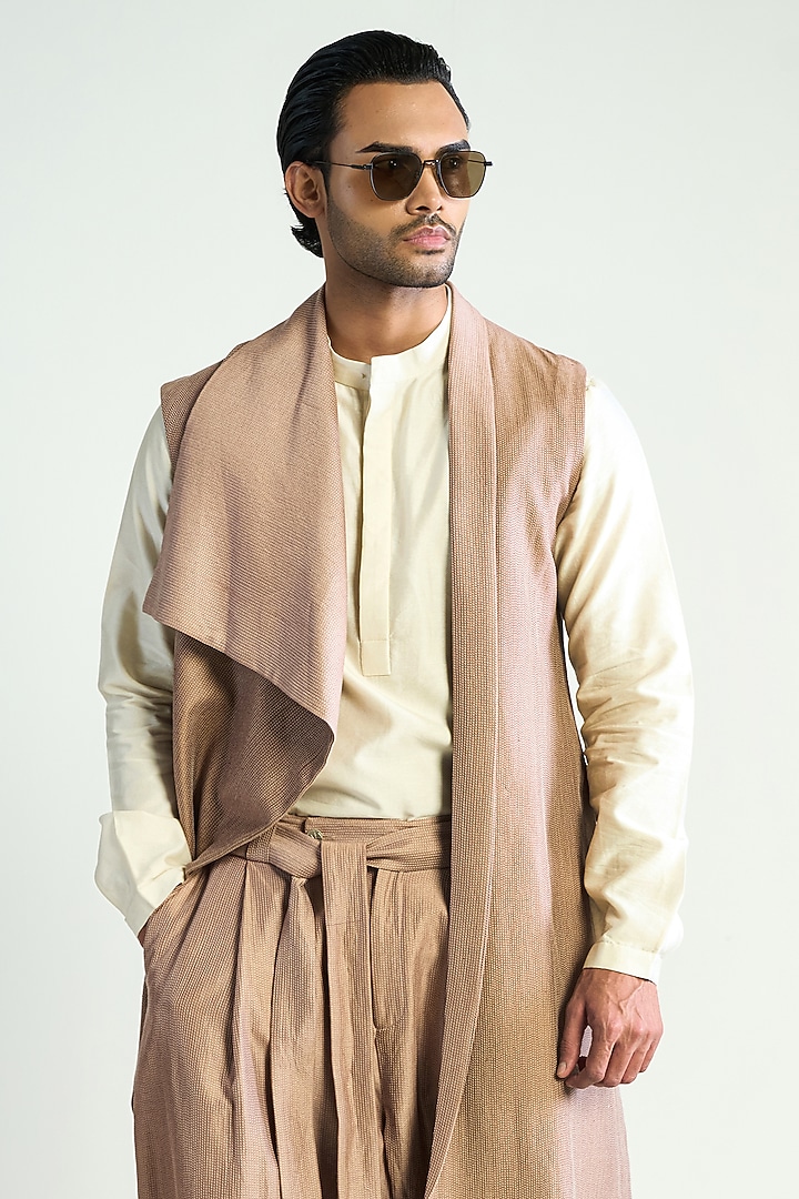 Rose Taupe Cotton Silk Overlay by Antar Agni Men at Pernia's Pop Up Shop
