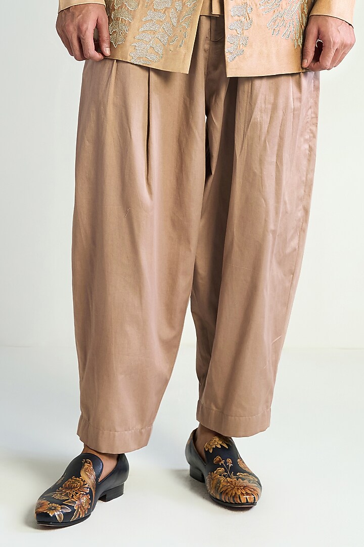 Rose Taupe Cotton Satin Parallel Pants by Antar Agni Men at Pernia's Pop Up Shop
