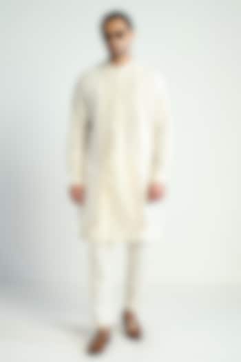 Ivory Silk Blend Embroidered Waistcoat by Antar Agni Men at Pernia's Pop Up Shop