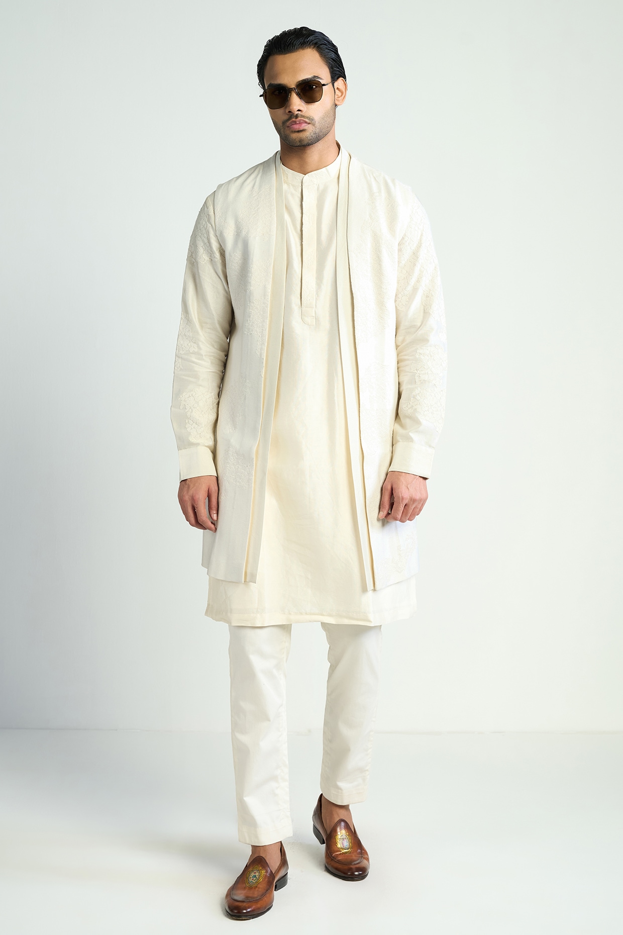 Antar Agni Ivory Cotton Silk Kurta