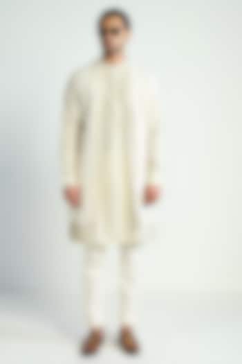 Ivory Cotton Satin Pyjama Pants by Antar Agni Men at Pernia's Pop Up Shop