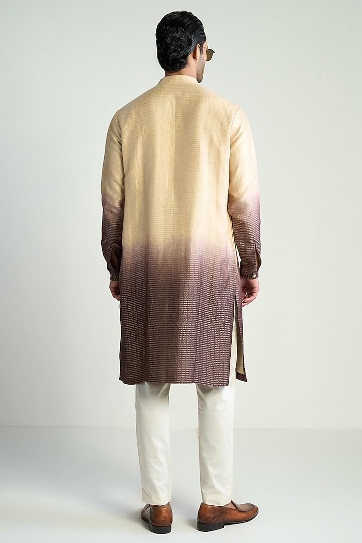 Beige-Brown Ombre Silk Blend Kurta by Antar Agni Men at Pernia's Pop Up Shop