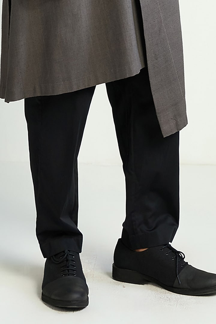 Black Cotton Satin Pyjama Pants by Antar Agni Men at Pernia's Pop Up Shop