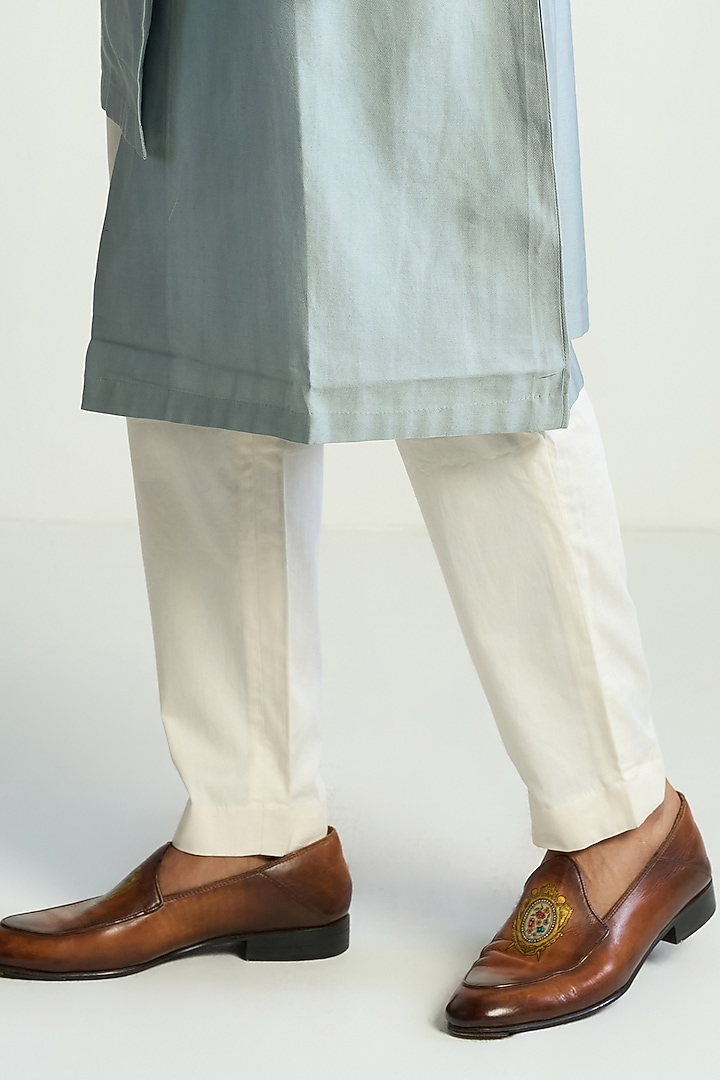 Light Blue Cotton Silk Satin Kurta by Antar Agni Men at Pernia's Pop Up Shop