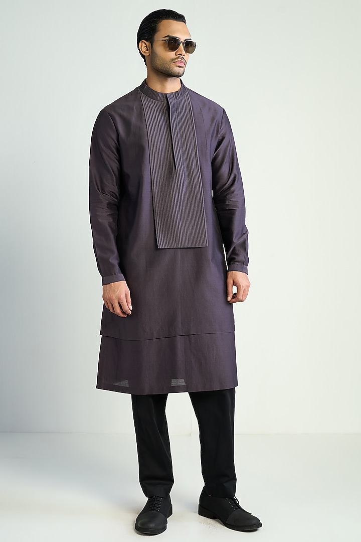 Purple Cotton Silk Kurta by Antar Agni Men at Pernia's Pop Up Shop