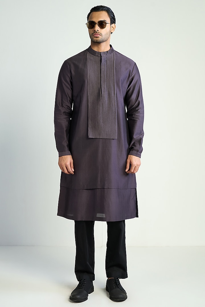 Purple Cotton Silk Kurta by Antar Agni Men at Pernia's Pop Up Shop