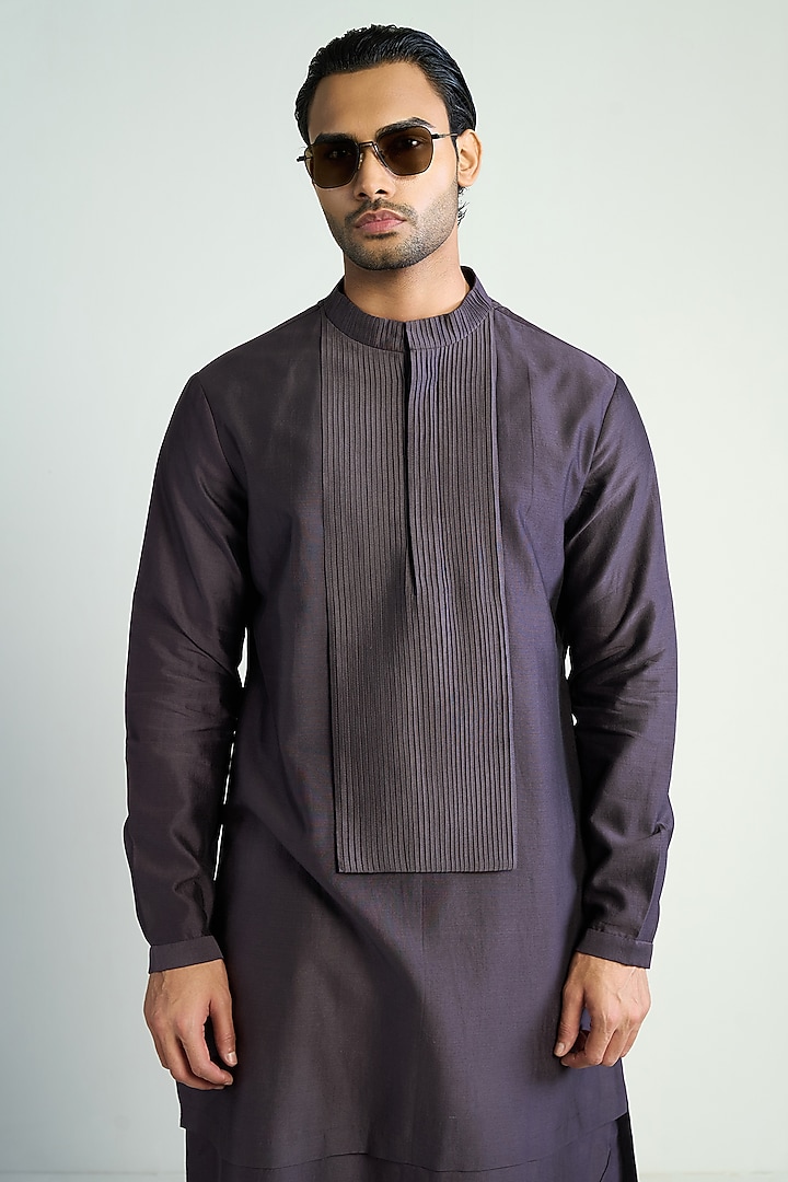 Purple Cotton Silk Kurta by Antar Agni Men at Pernia's Pop Up Shop